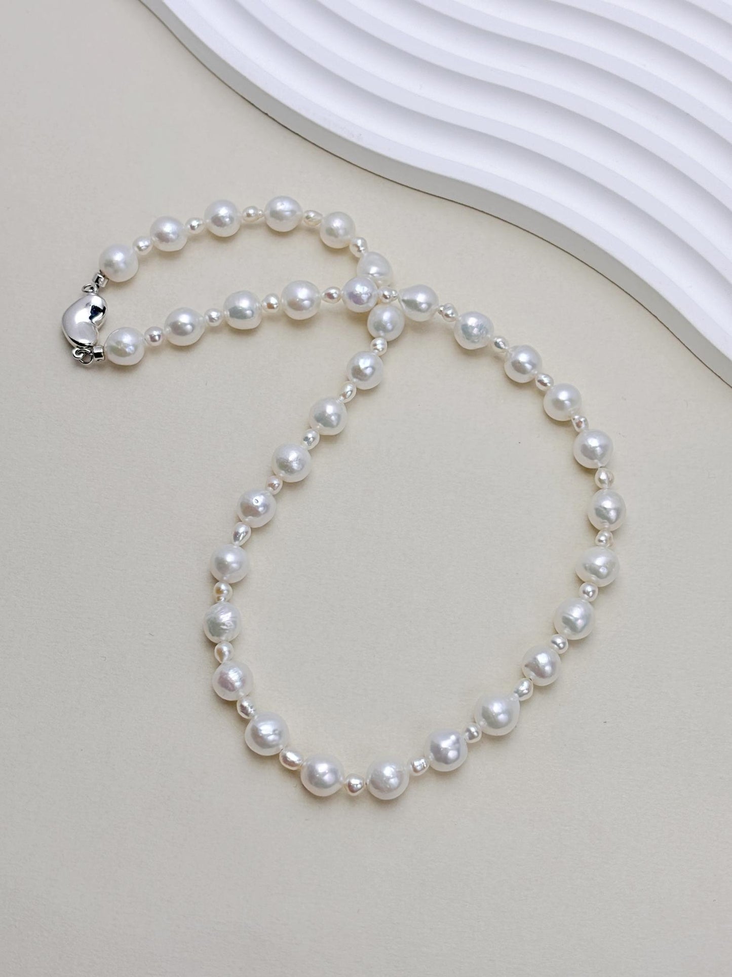 Natural Fresh water Pearl necklaces with 925silver accessories