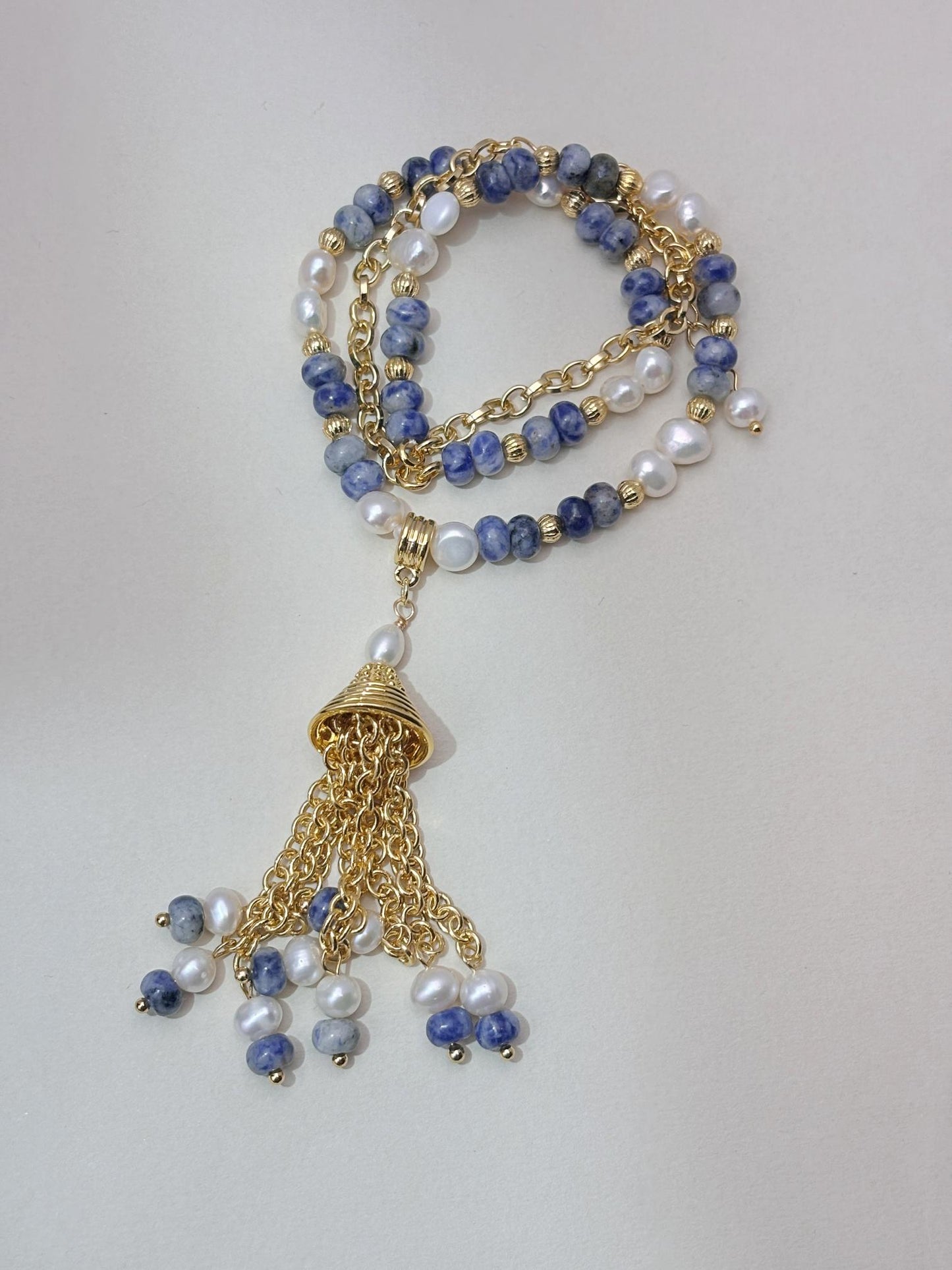 Natural Freshwater Pearls and natural stone with 18k gold plated pendant necklaces