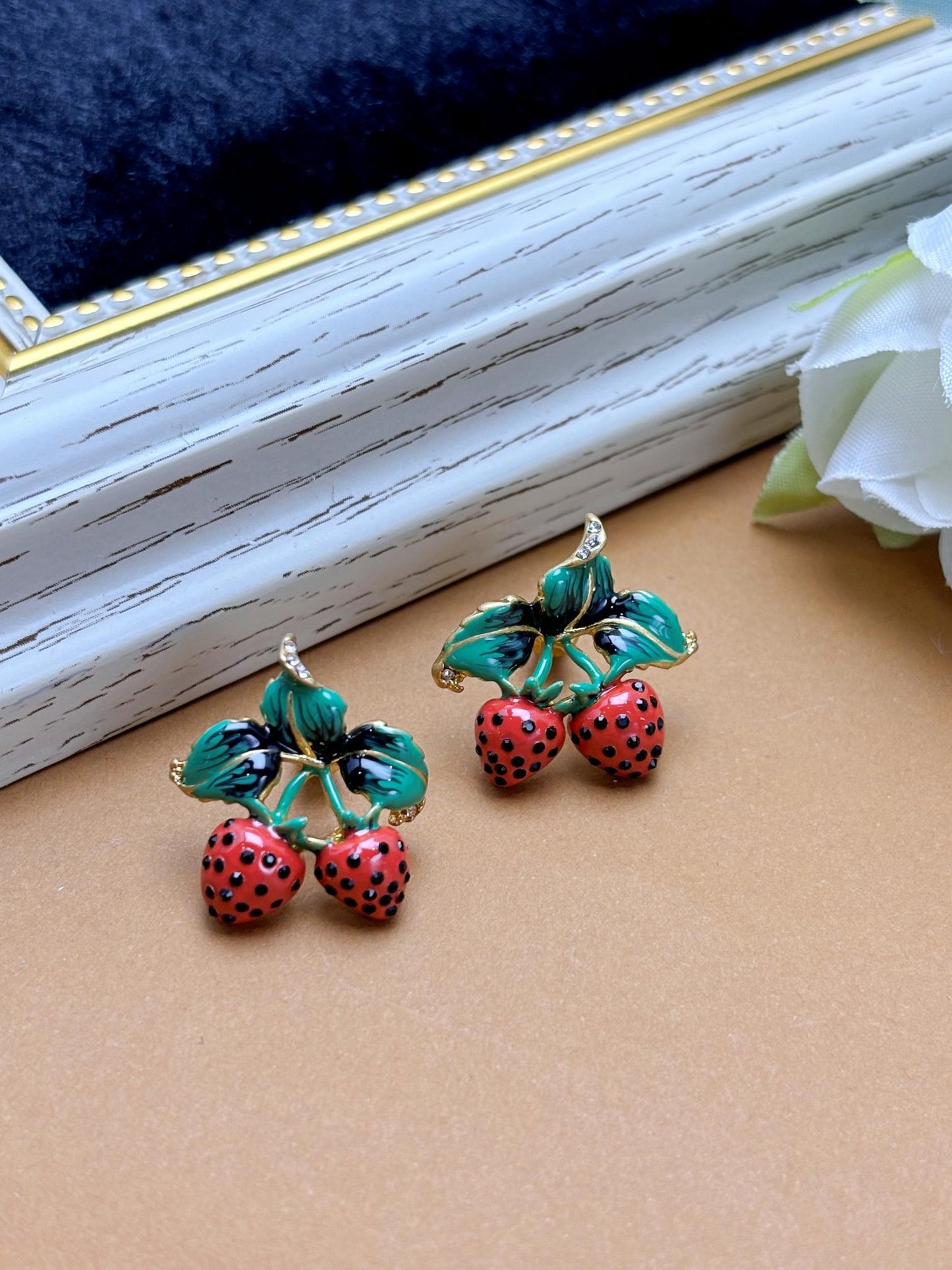 Vintage Cherry Enamel earrings