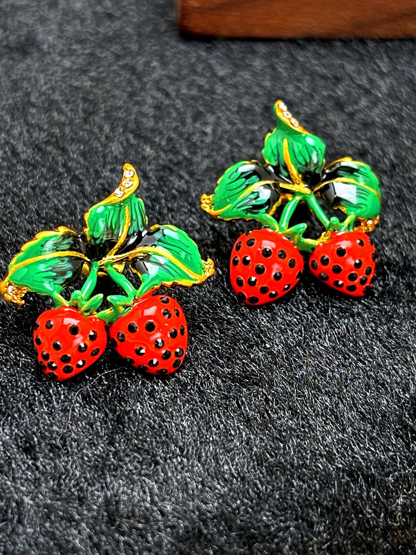 Vintage Cherry Enamel earrings