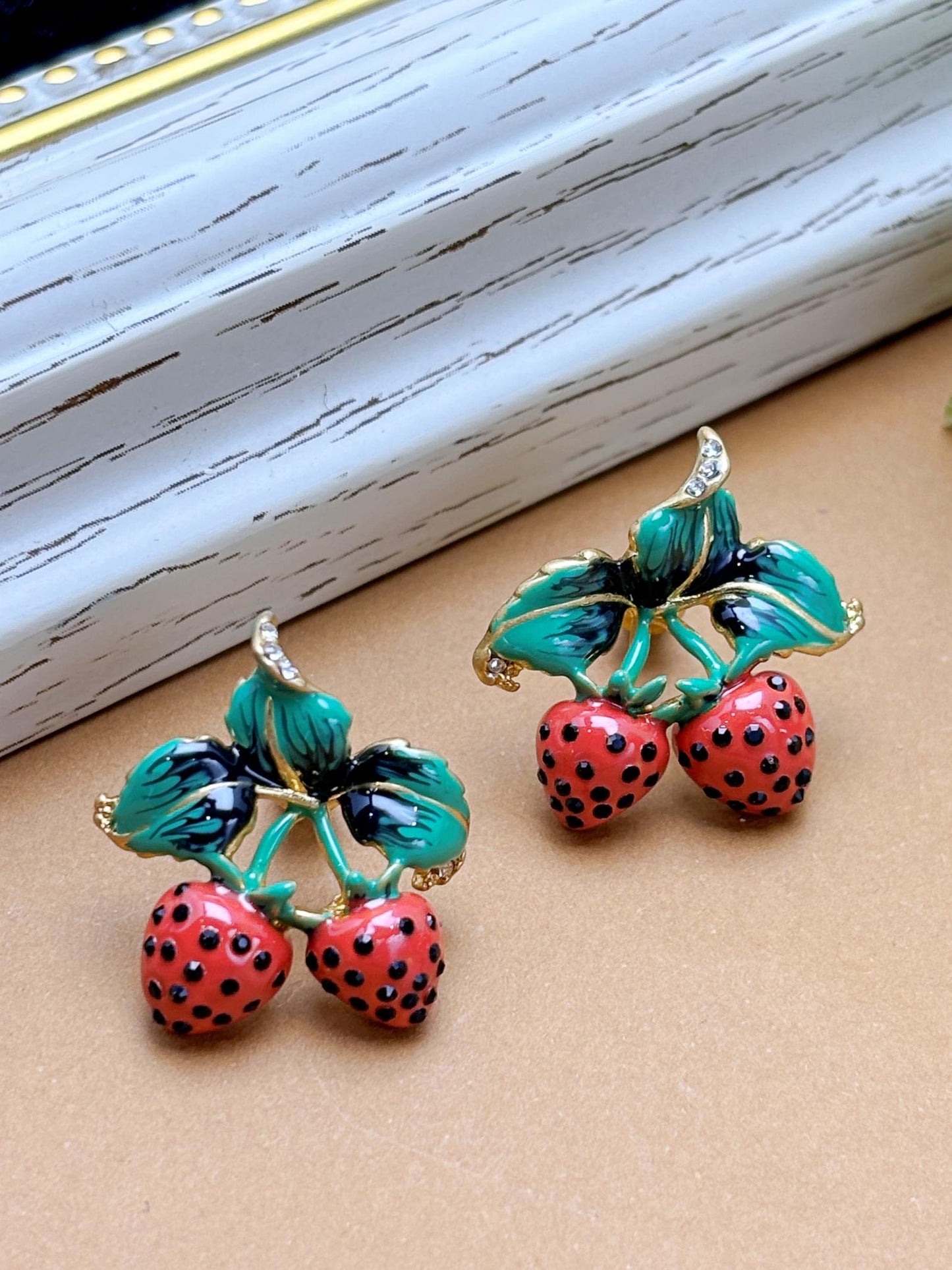 Vintage Cherry Enamel earrings