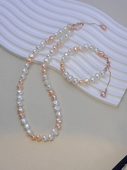 Natural Fresh water Pearl necklaces with 925silver accessories