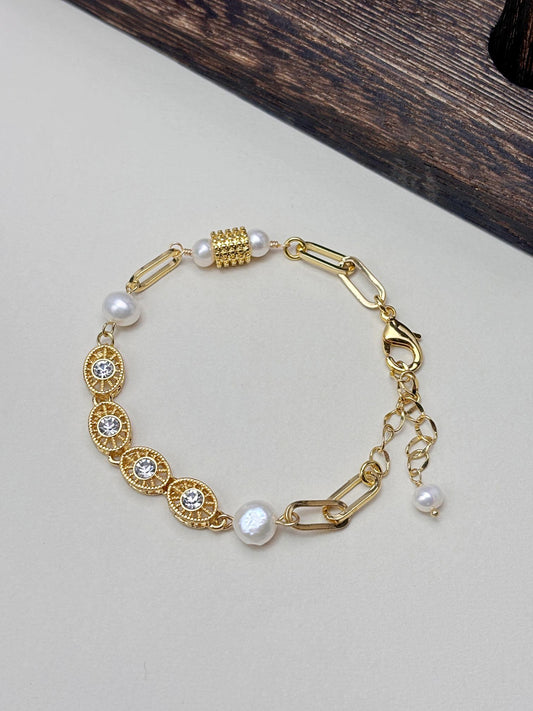 Natural Freshwater Pearl 18k gold plated bracelets