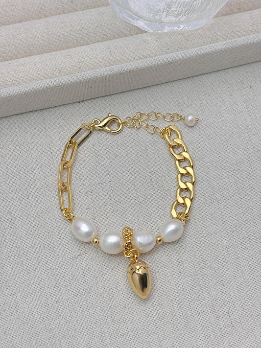 Natural Freshwater Pearl 18k gold plated bracelets