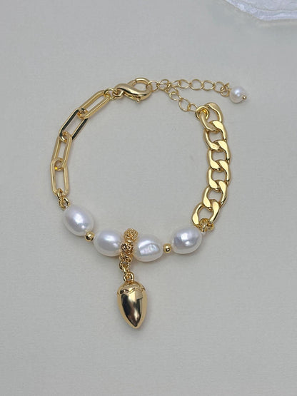 Natural Freshwater Pearl 18k gold plated bracelets