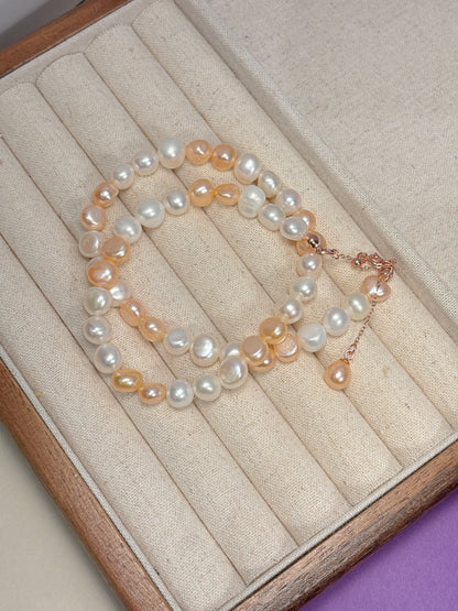 Natural Fresh water Pearl necklaces with 925silver accessories