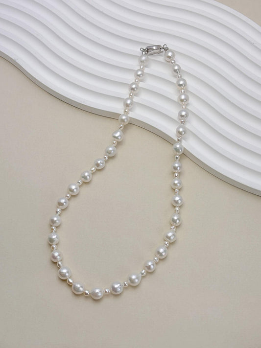 Natural Fresh water Pearl necklaces with 925silver accessories