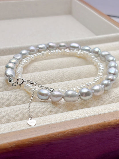 Natural pearls necklace with 925silver accessories