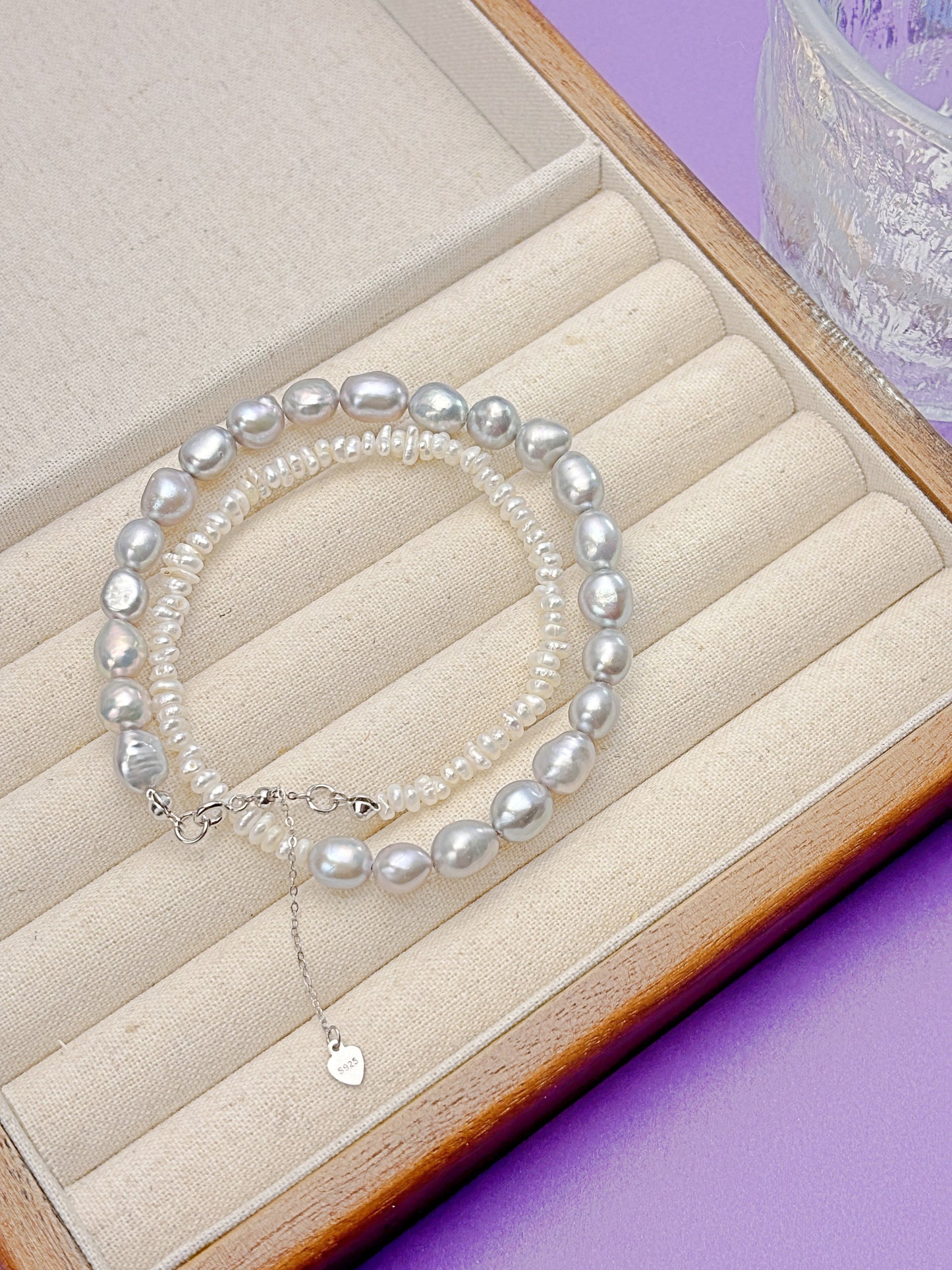 Natural pearls necklace with 925silver accessories