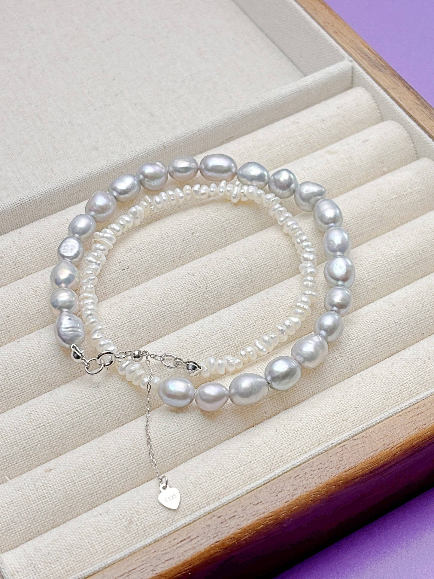 Natural pearls necklace with 925silver accessories