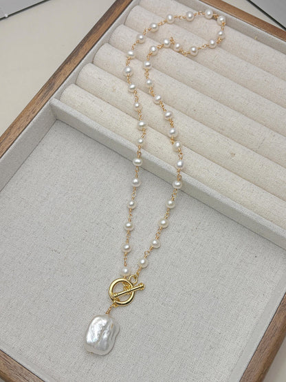 Handcrafted Natural Freshwater Pearls with baroque pearl pendant with 18k gold plated