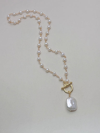 Handcrafted Natural Freshwater Pearls with baroque pearl pendant with 18k gold plated