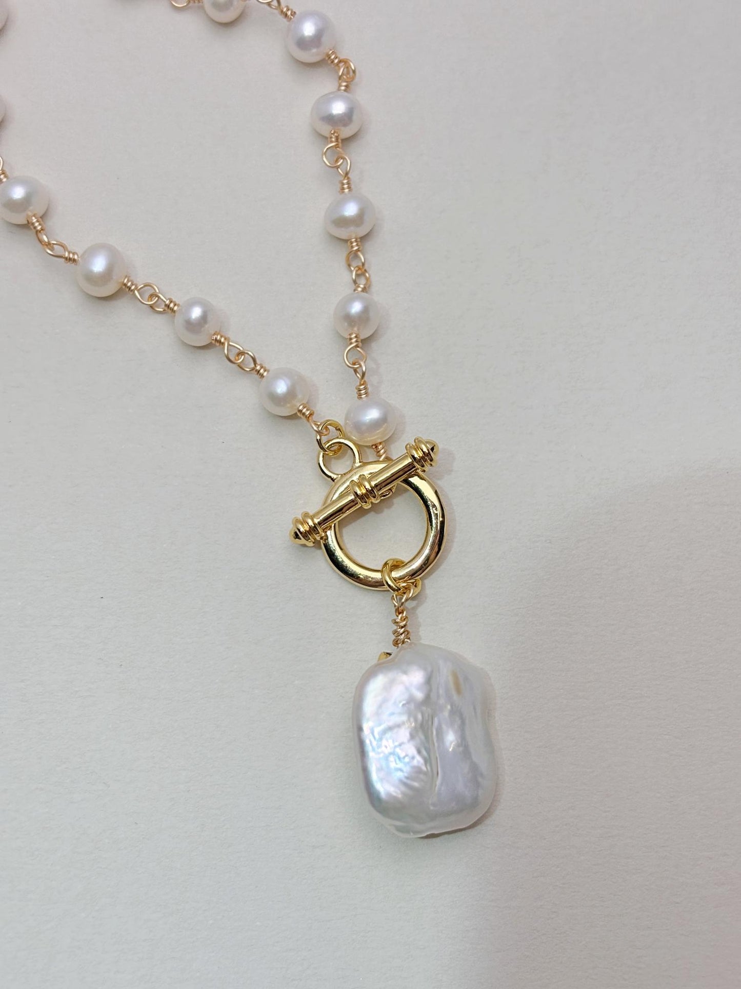 Handcrafted Natural Freshwater Pearls with baroque pearl pendant with 18k gold plated