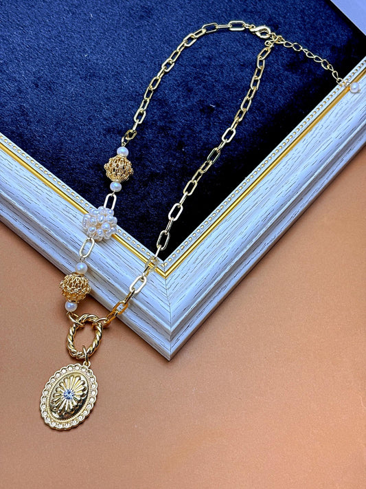 Natural baby pearl with 18kgold plated pendant necklaces