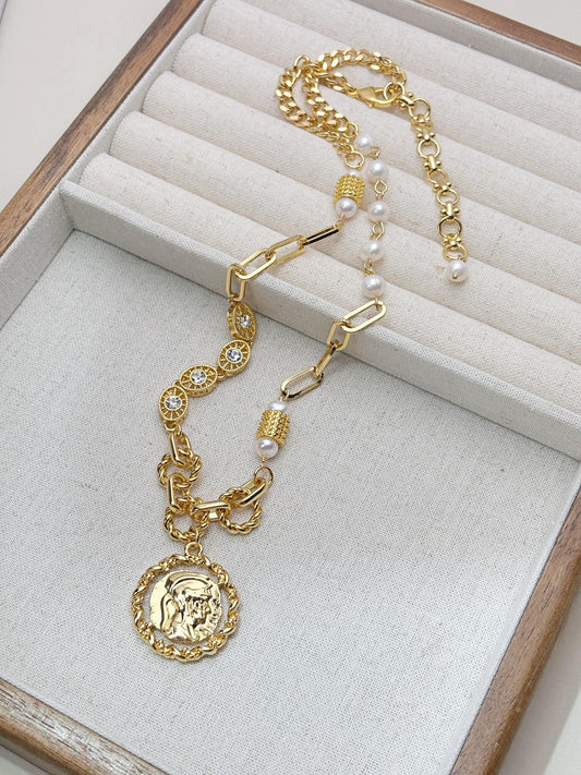Natural Freshwater Pearls with 18k gold plated necklaces